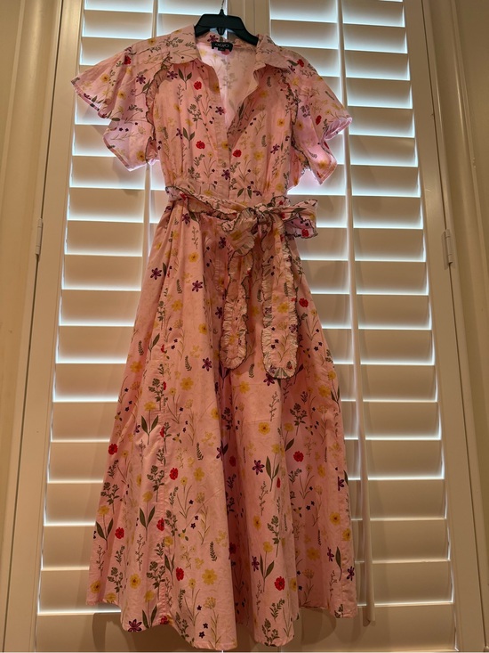 Gigio Dresses & Skirts - Pink Floral Maxi Dress with Tie Waist, size M